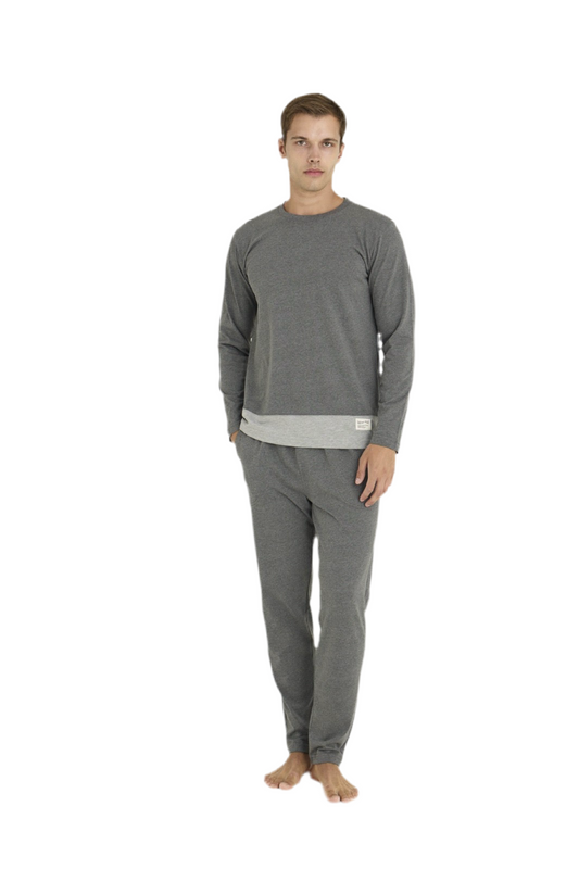 Pajama men Medium Thick made in Turkey -grey  100% cotton 6011