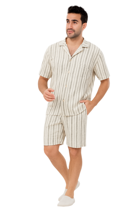 Summer lounge wear linen cotton short set