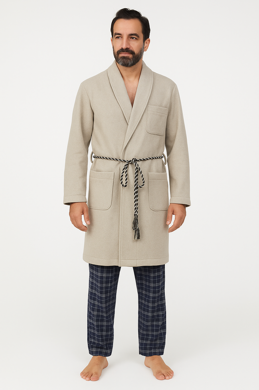 Winter Robe Men In Soft Wool – beige