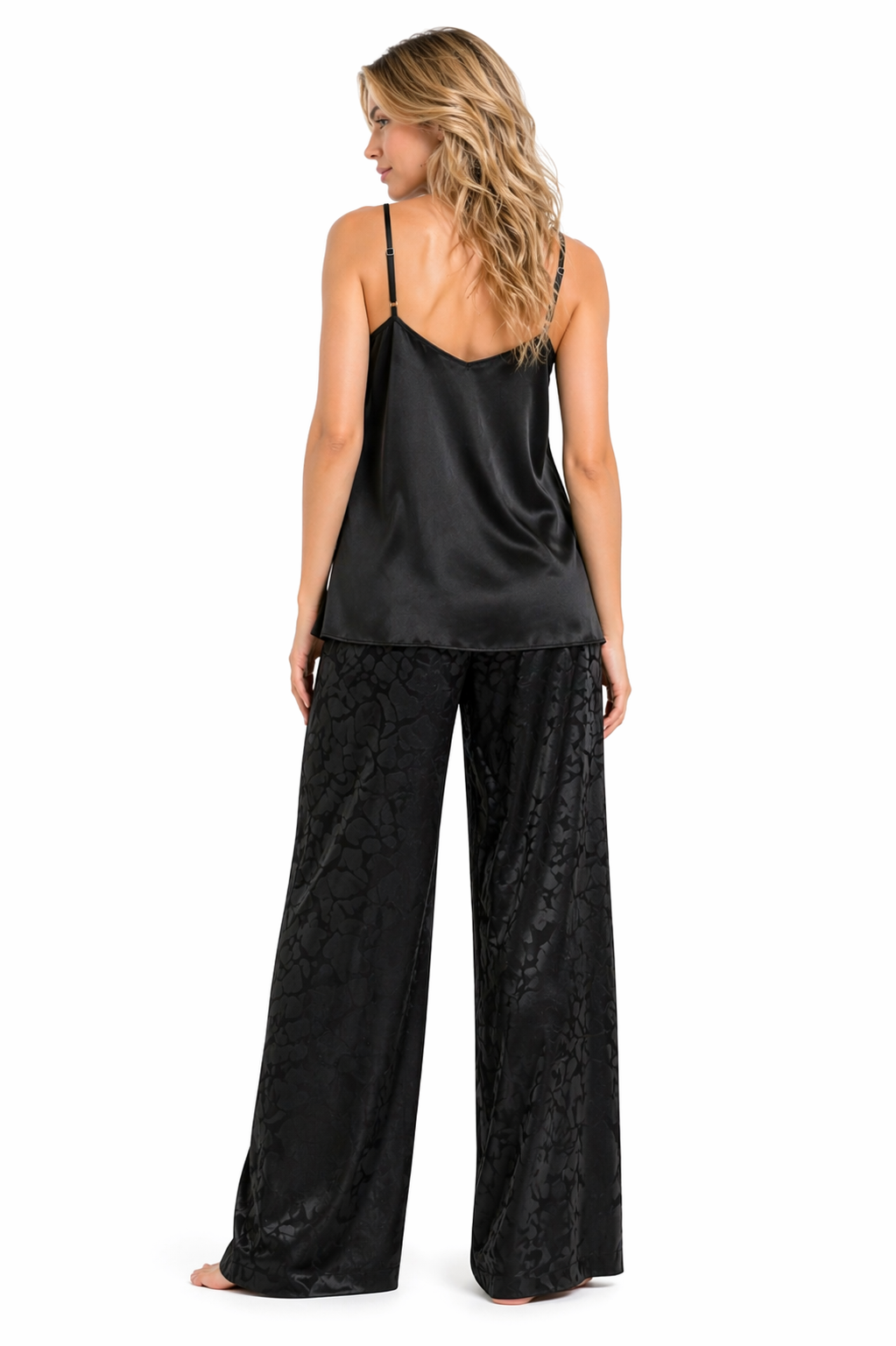 Women Pajama silk satin black