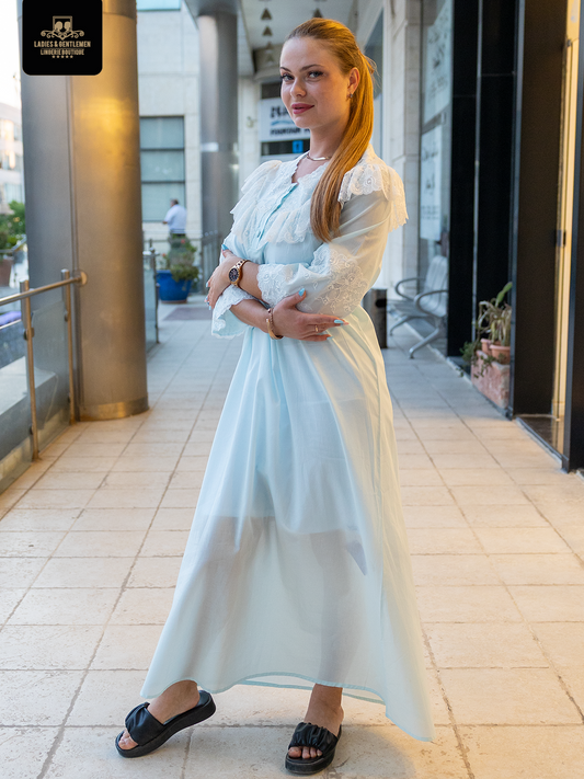 Maternity gown blue and pink cb115