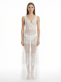 Long Dress lingerie chiffon and tulle white ft2504