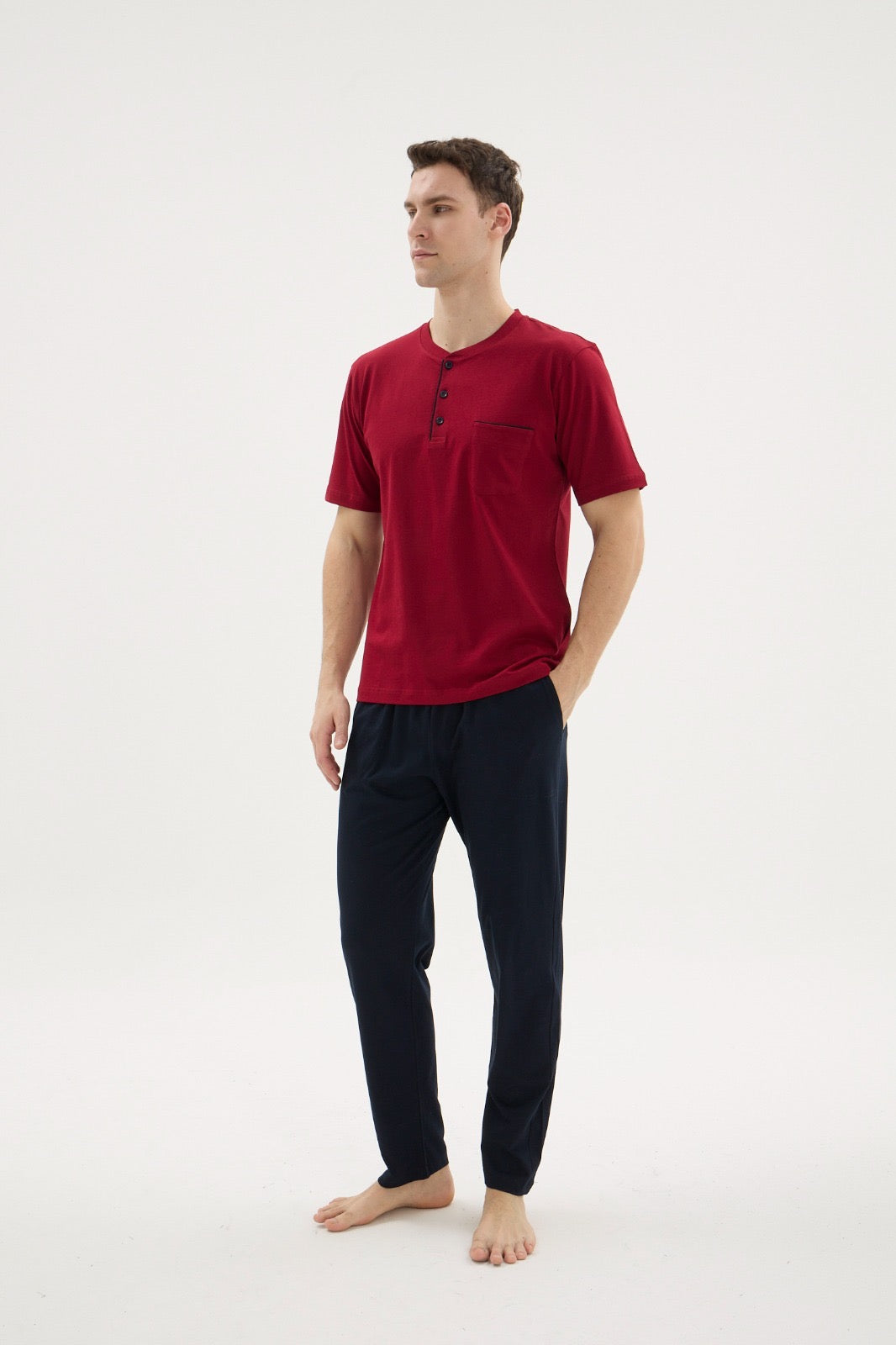 Pajama summer men 100% cotton bordo 2090