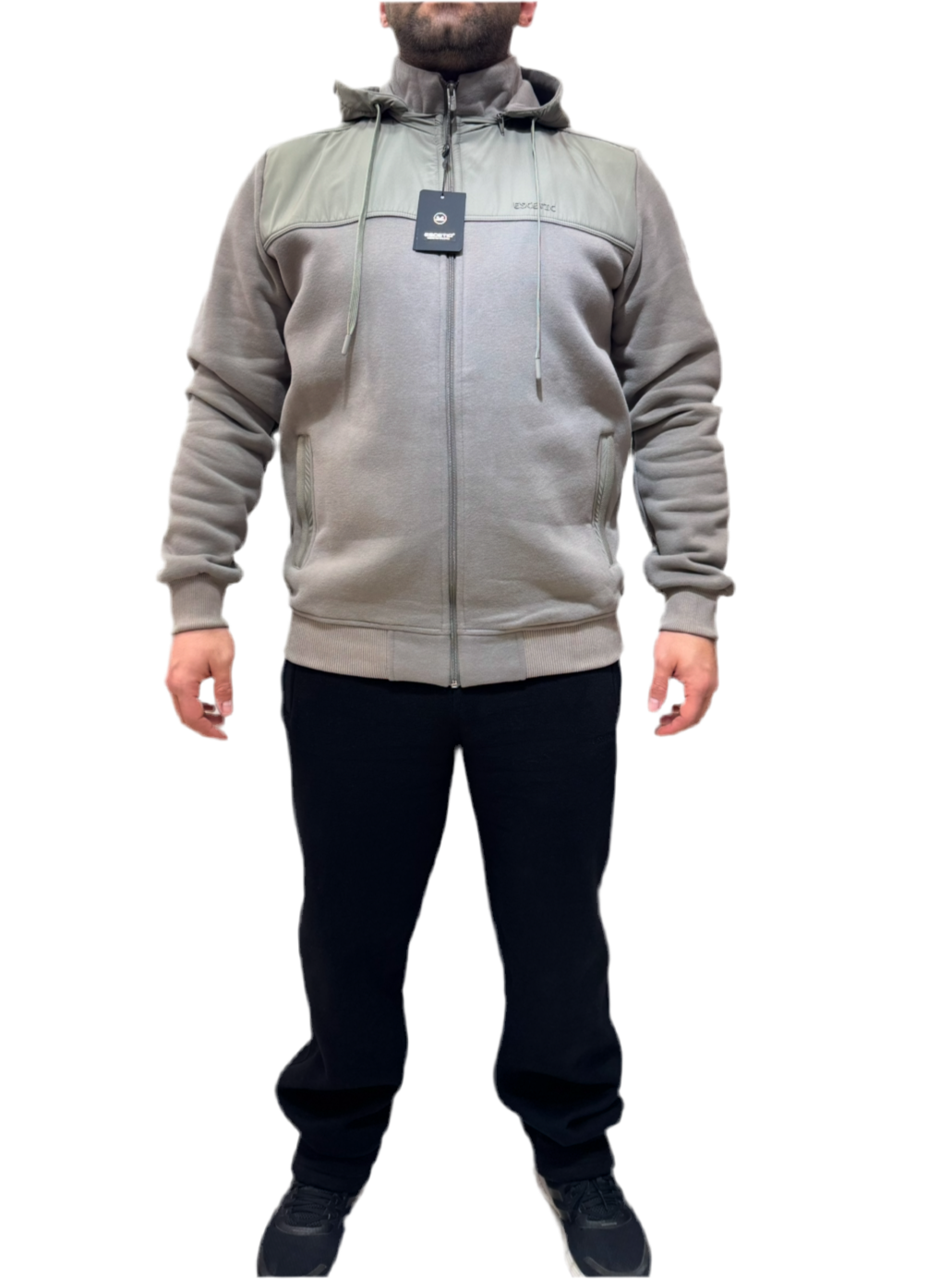 Winter Thick outdoor Tracksuit Men Removable Hat 0083