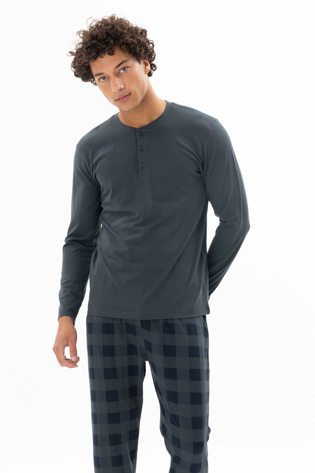 Pajama men autumn made in Turkey - Gray 100% cotton 9221