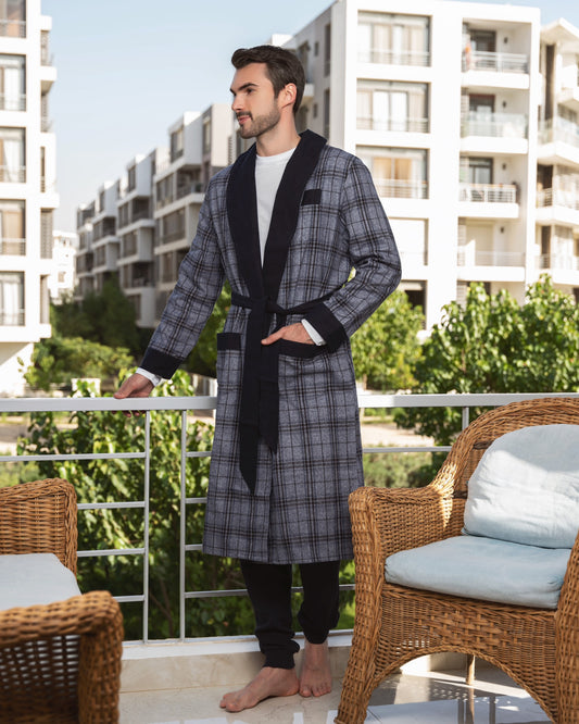 Luxury checkered winter men robe