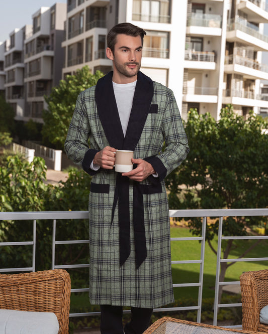 Luxury checkered winter men robe