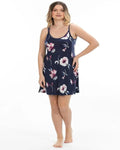 Night dress strap navy soft cotton 72067