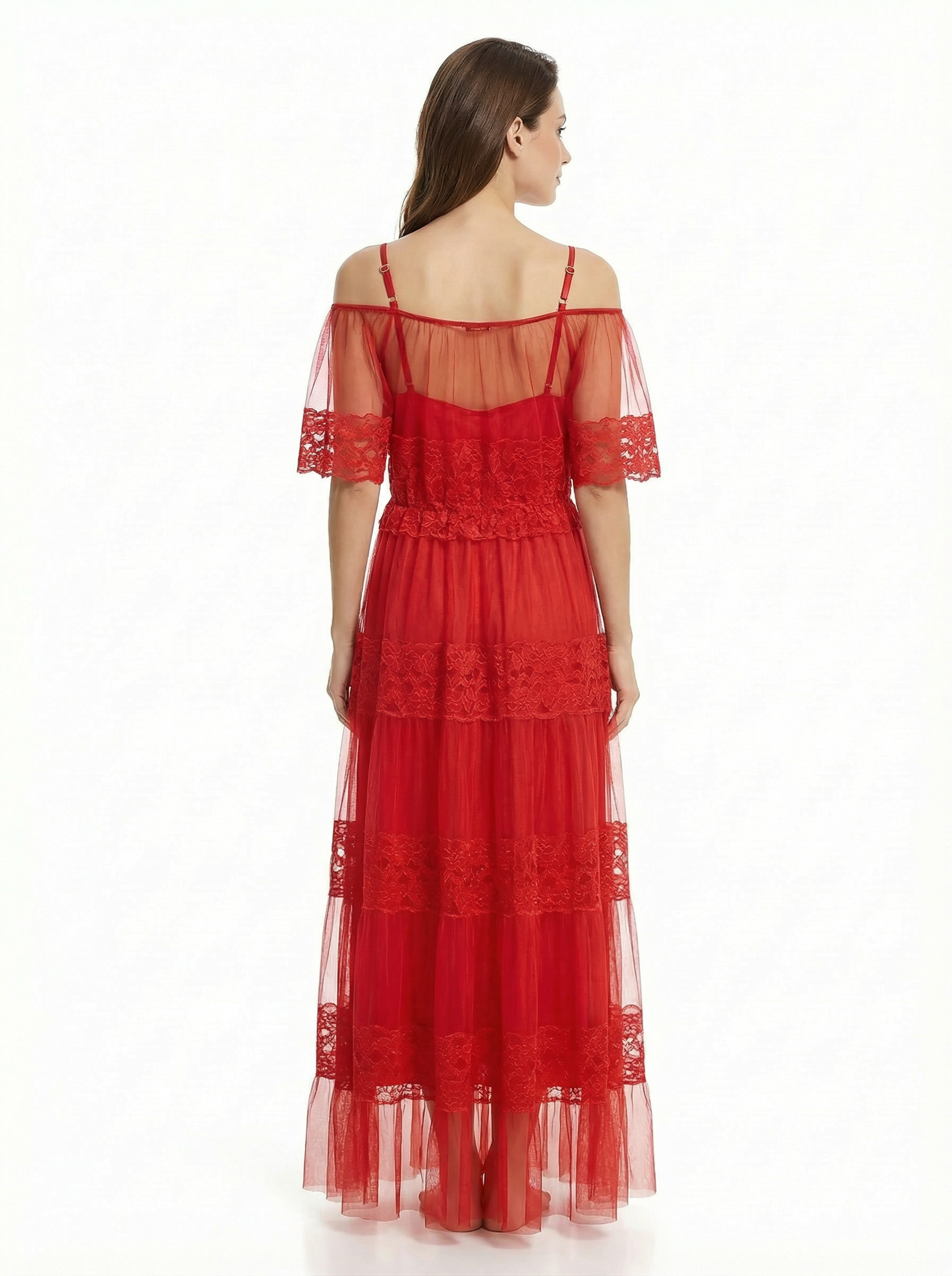 Long Dress lingerie elegant chiffon dress&tulle with lining gown ft2531
