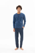 Pajama men autumn made in Turkey - Blue color 26108