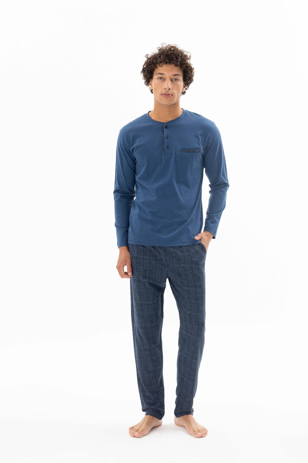Pajama men autumn made in Turkey - Blue color 26108