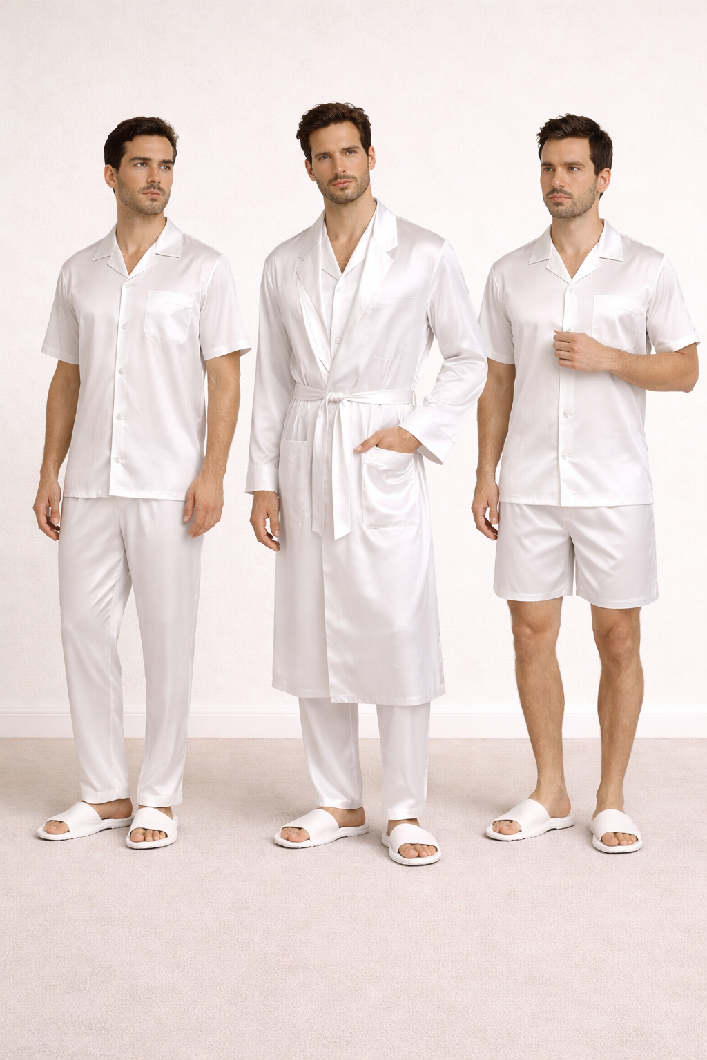 Groom set satin 5 pcs white