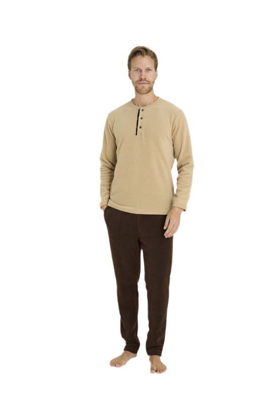 Winter Pajama men Polar made in Turkey -Beige 7305