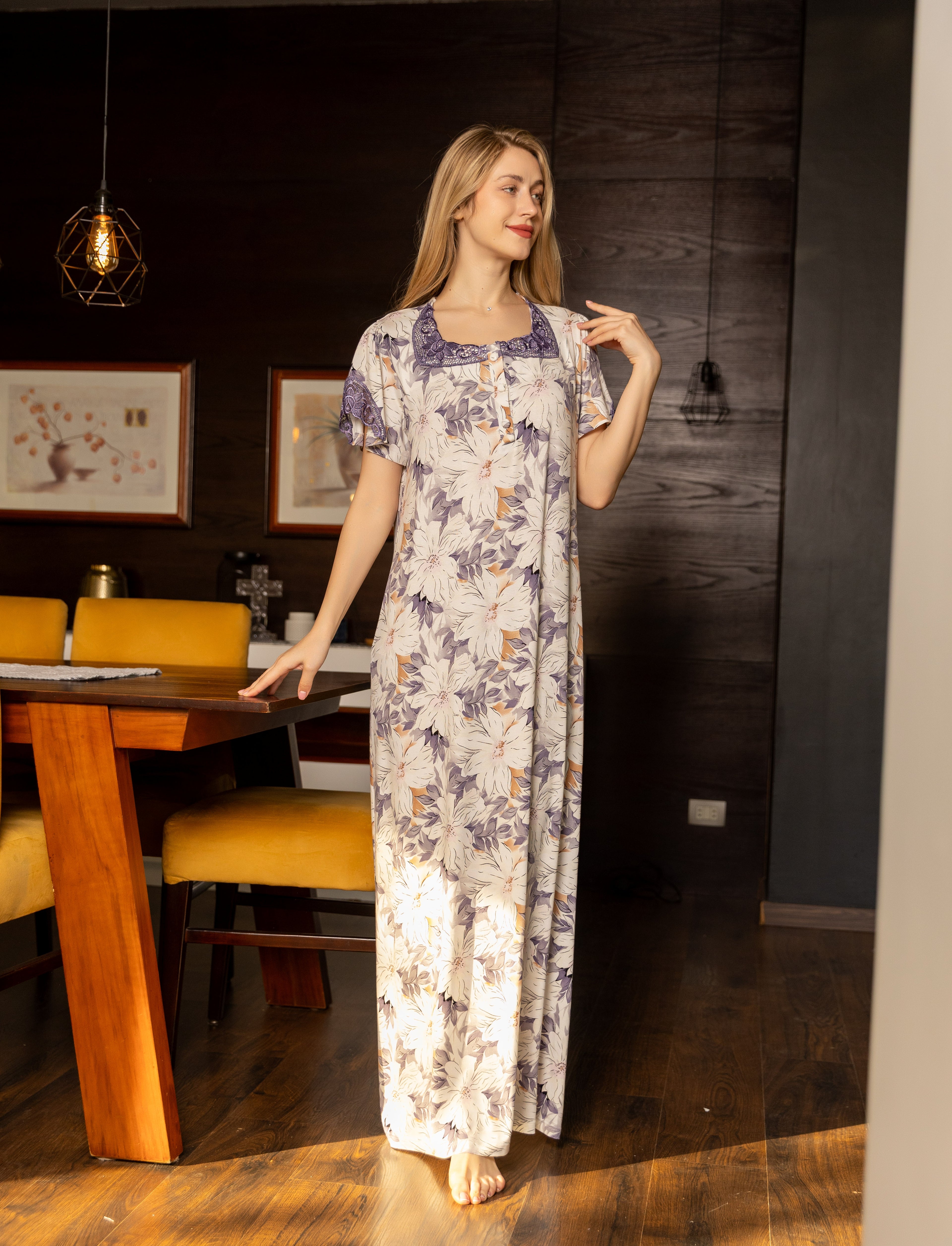 Home dress summer women printed big size available 17959