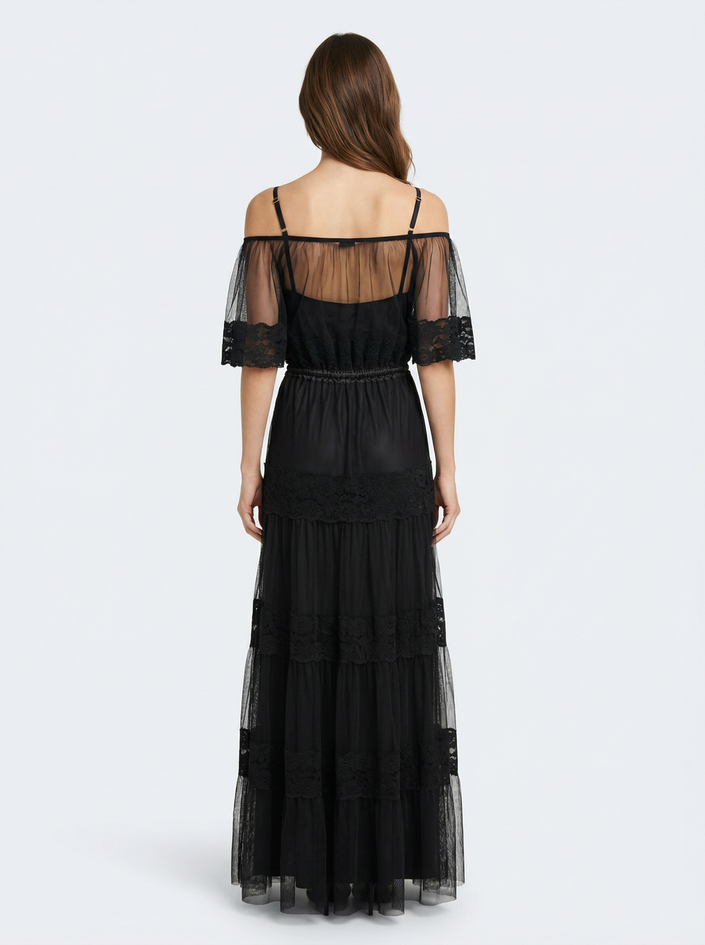 Long Dress lingerie elegant chiffon dress&tulle with lining gown ft2531