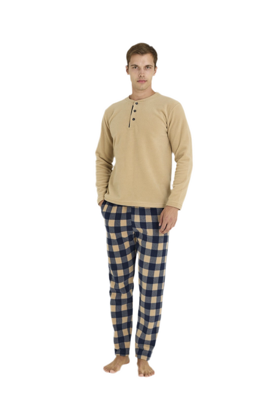 Winter Pajama men Polar made in Turkey -Beige  7304