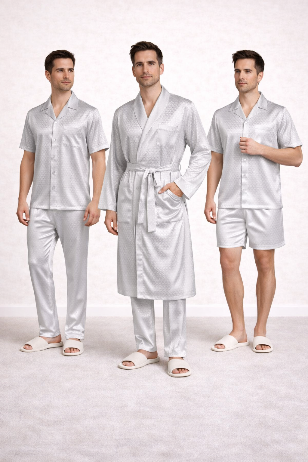 Groom set satin 5 pcs Soft grey