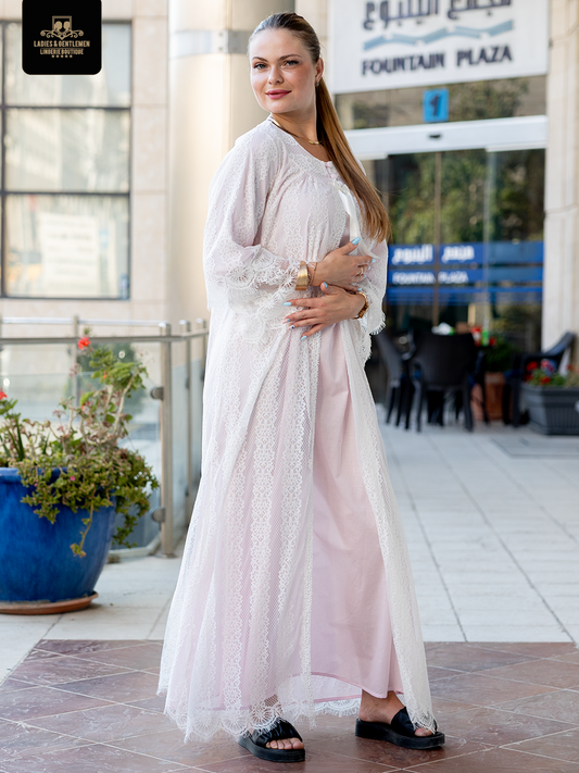 Maternity set one piece gown and robe cotton 2 color available by coco box Cb117