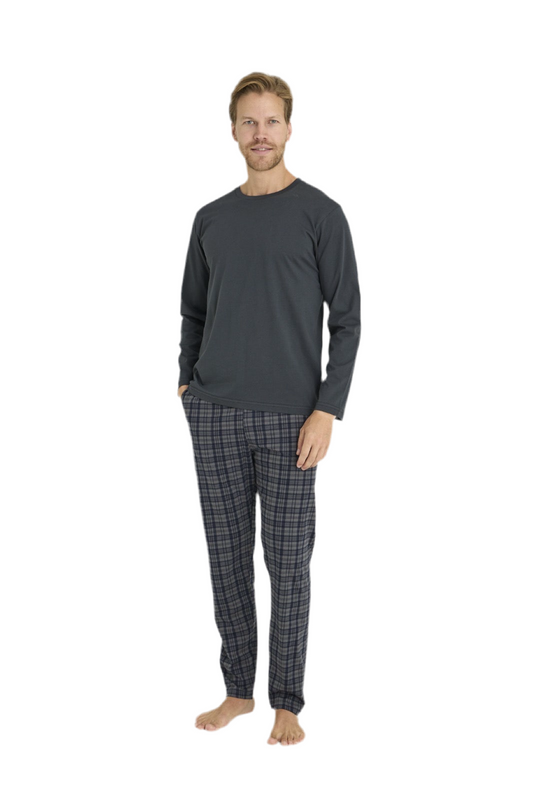 Pajama men soft autumn made in Turkey - grey 100% cotton 9273