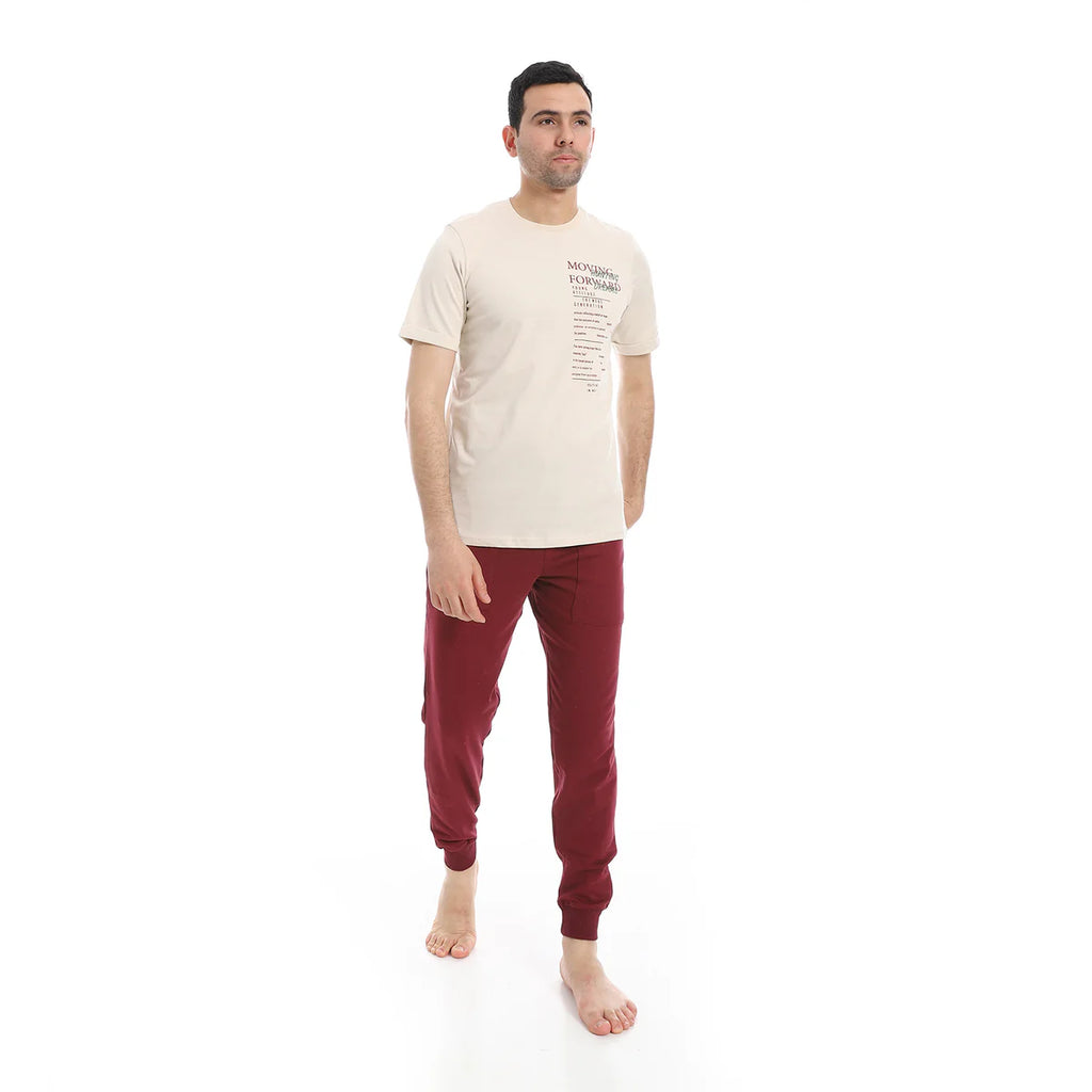 Men's Printed Short Sleeve T-Shirt and Jogger Pajama Set