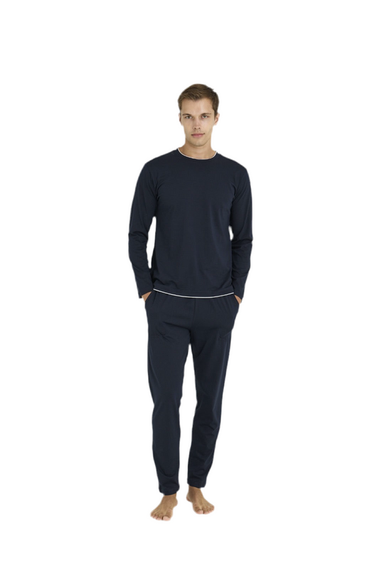 Pajama men Soft autumn made in Turkey - Navy 100% cotton 9222