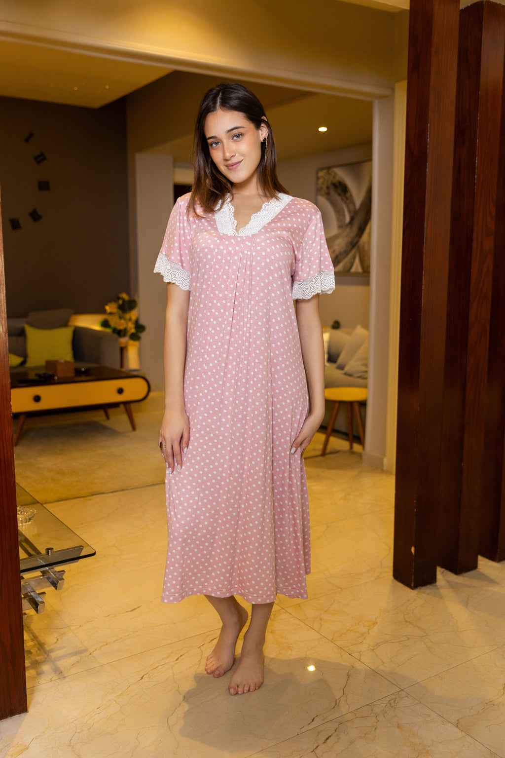 Women Night gown Chanel  modern pink big size available 17949