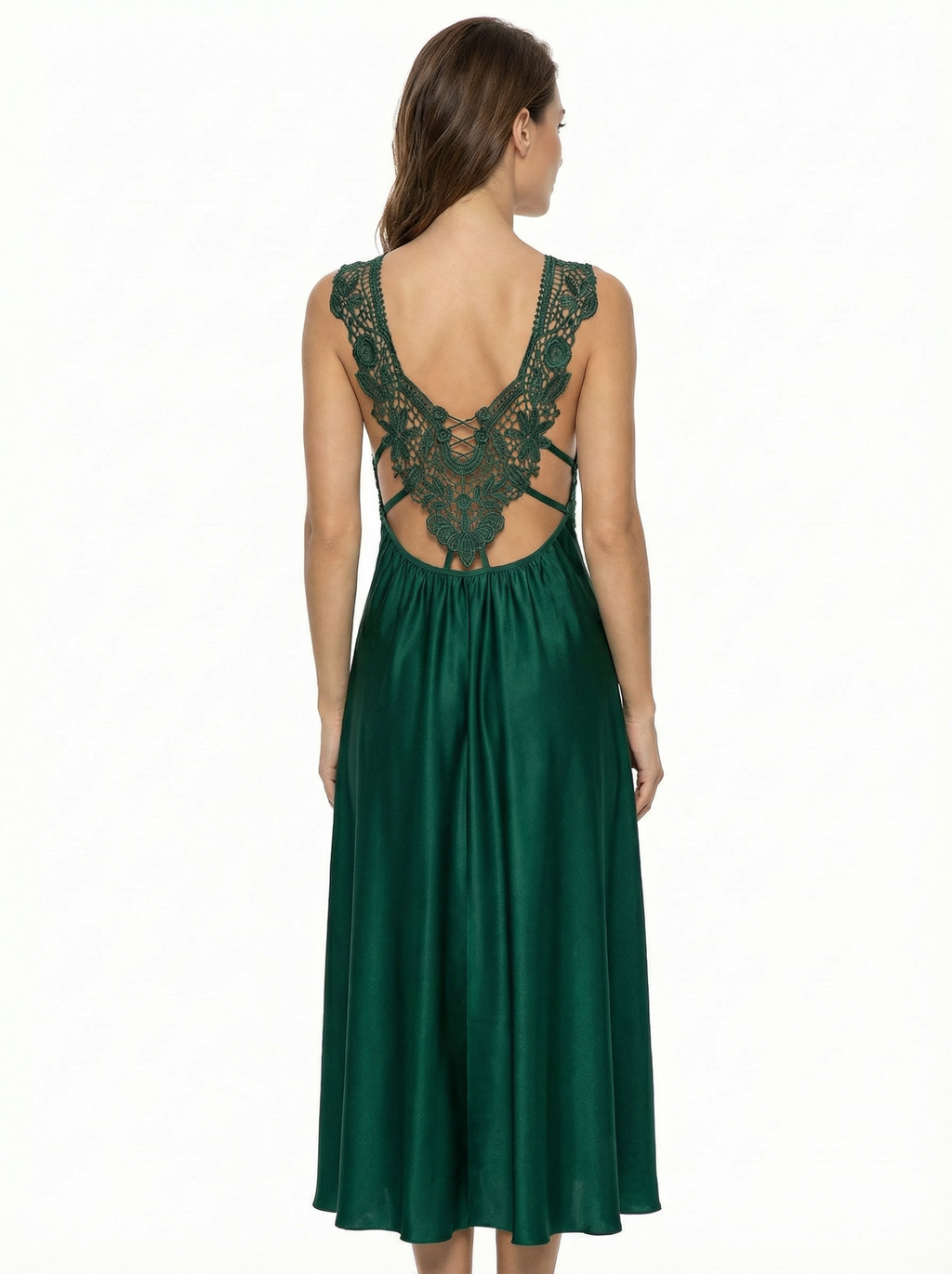 Long Dress lingerie silk satin Green ft5501