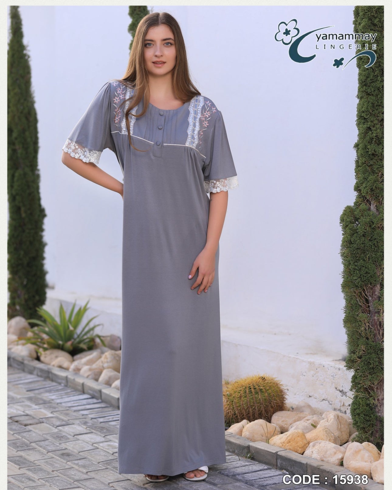 ثوب نوم رمادي 15938