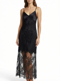 Long Dress lingerie tulle with silk satin black ft1560