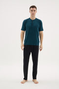 Pajama summer men petrol basic soft bambo 26153
