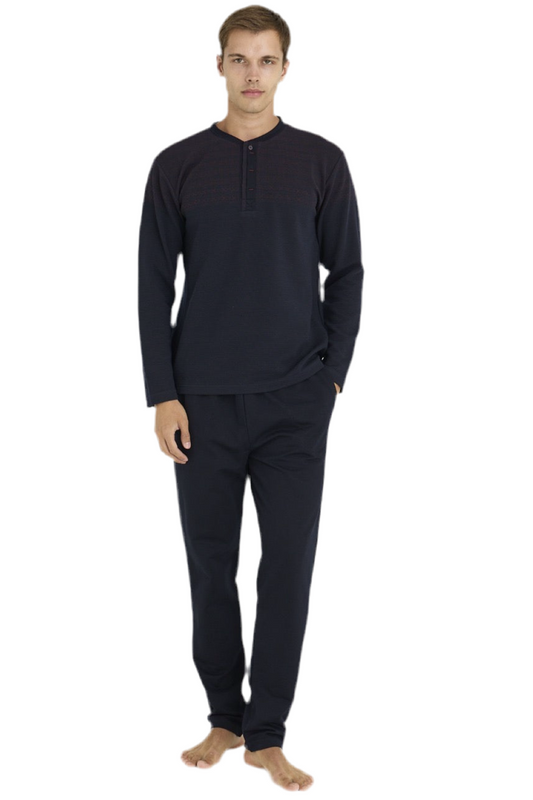 Winter Pajama men Thick made in Turkey -Bordo-Navy  8065