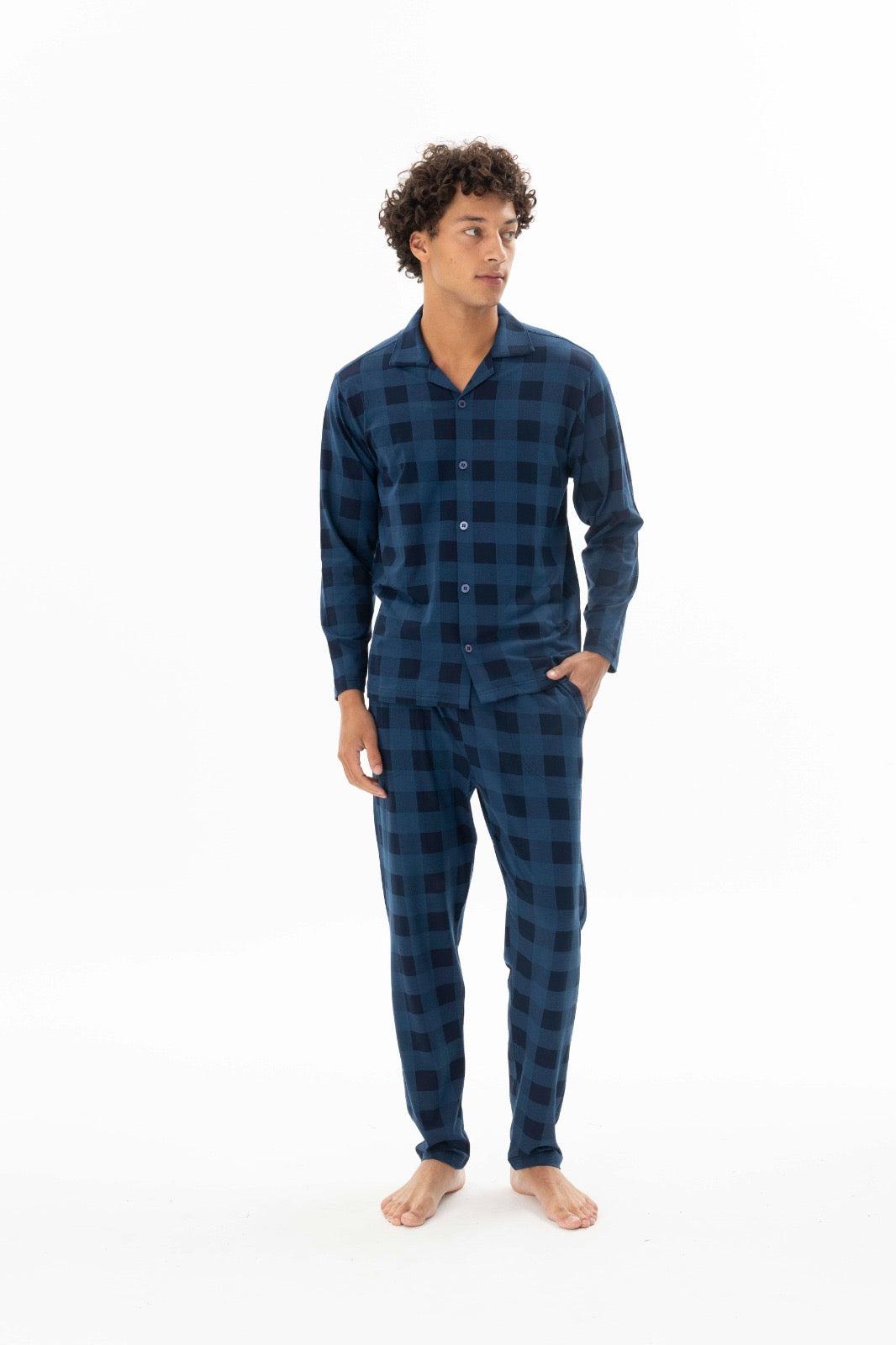 Pajama men autumn made in Turkey - Blue 48% cotton 48% modal 4% lycra 26100