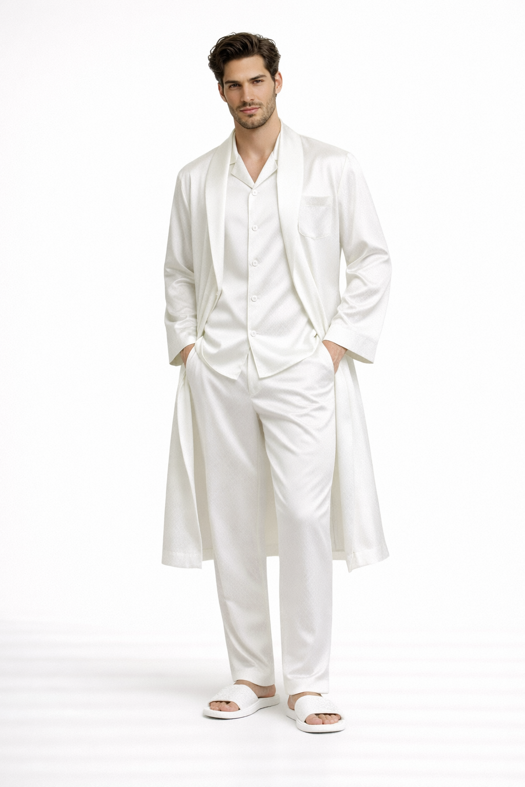 Groom set satin 5 pcs white
