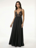 Long Dress lingerie silk satin black ft1520