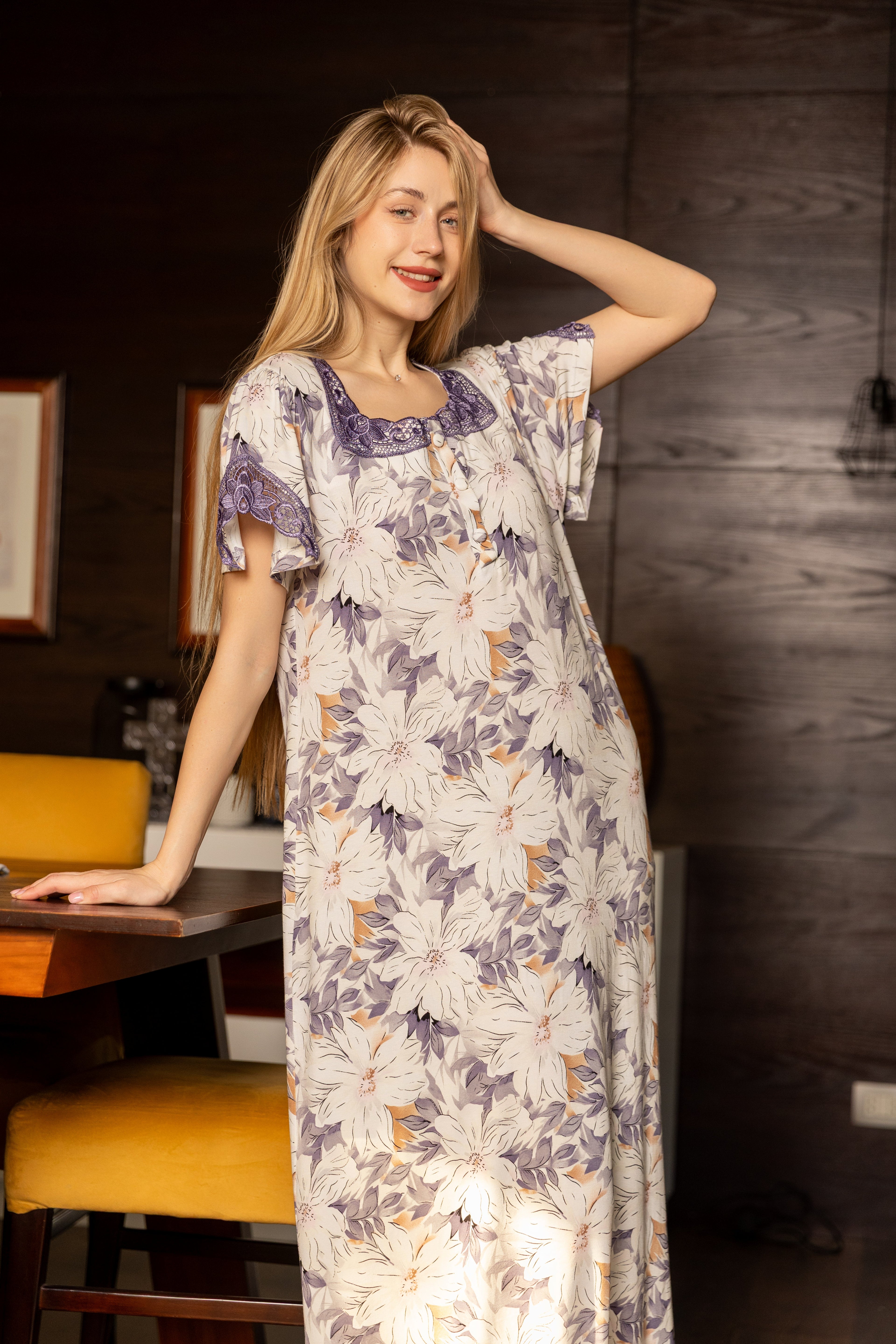 Home dress summer women printed big size available 17959