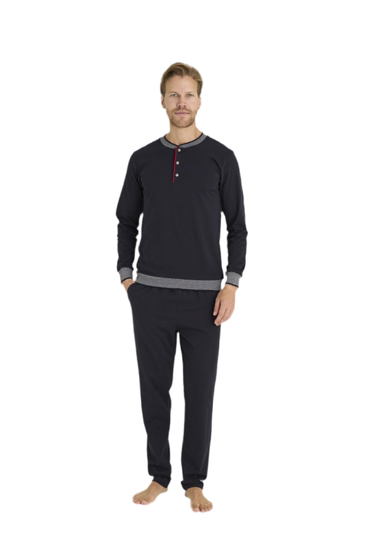 Pajama men Medium Thick made in Turkey -Navy 100% cotton 6033