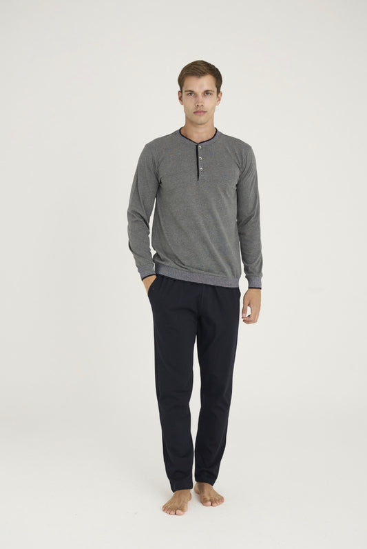 Pajama men Medium Thick made in Turkey -grey 100% cotton 6033