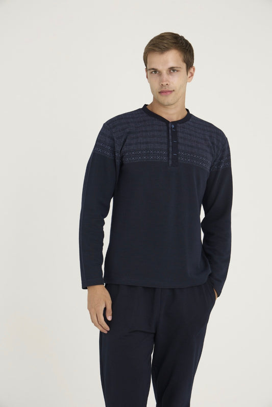 Winter Pajama men Thick made in Turkey -Navy  8065