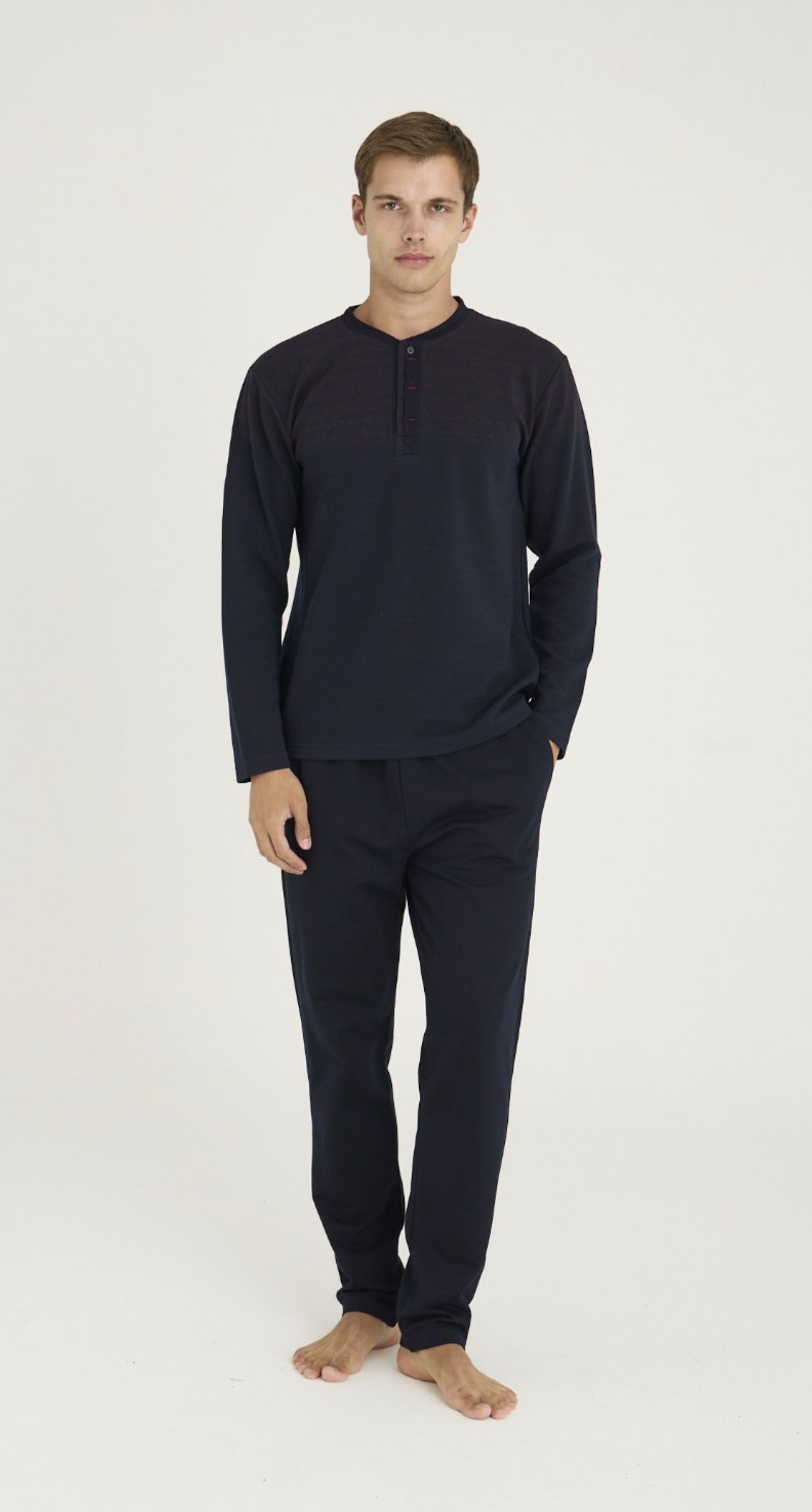 Winter Pajama men Thick made in Turkey -Bordo-Navy  8065