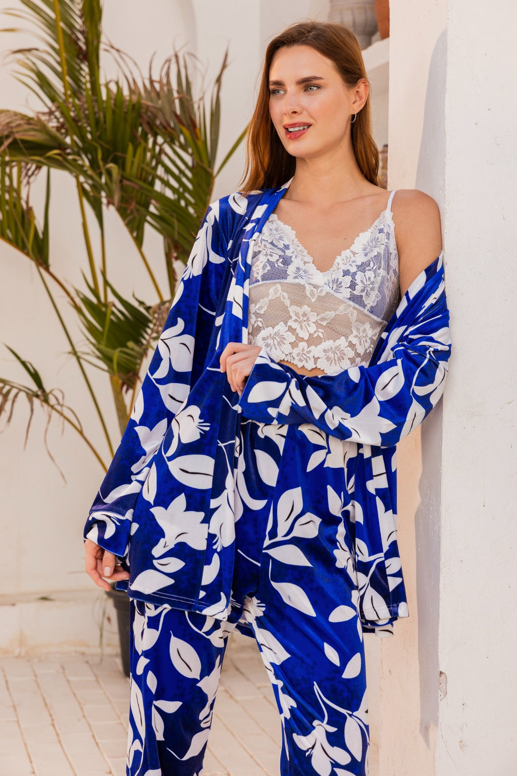 Pajama velvet 3 pcs with dantel 147148