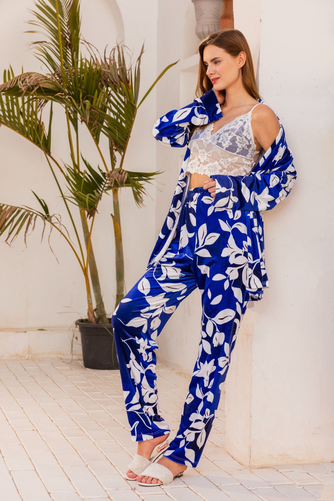 Pajama velvet 3 pcs with dantel 147148