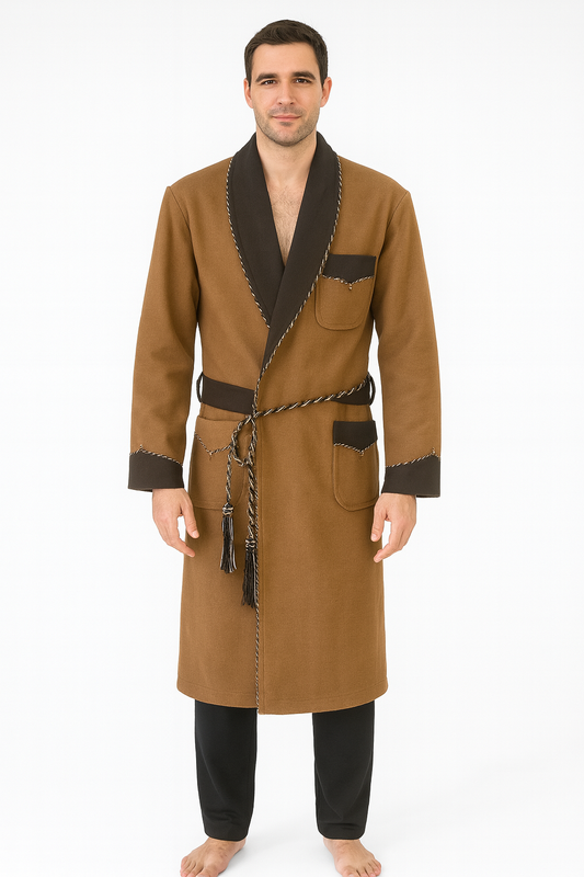 Elegant Warm Robe Men In Synthetic Wool