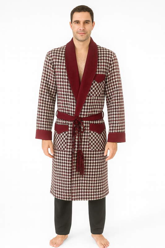 Winter Robe Men In Soft Wool – Bordo