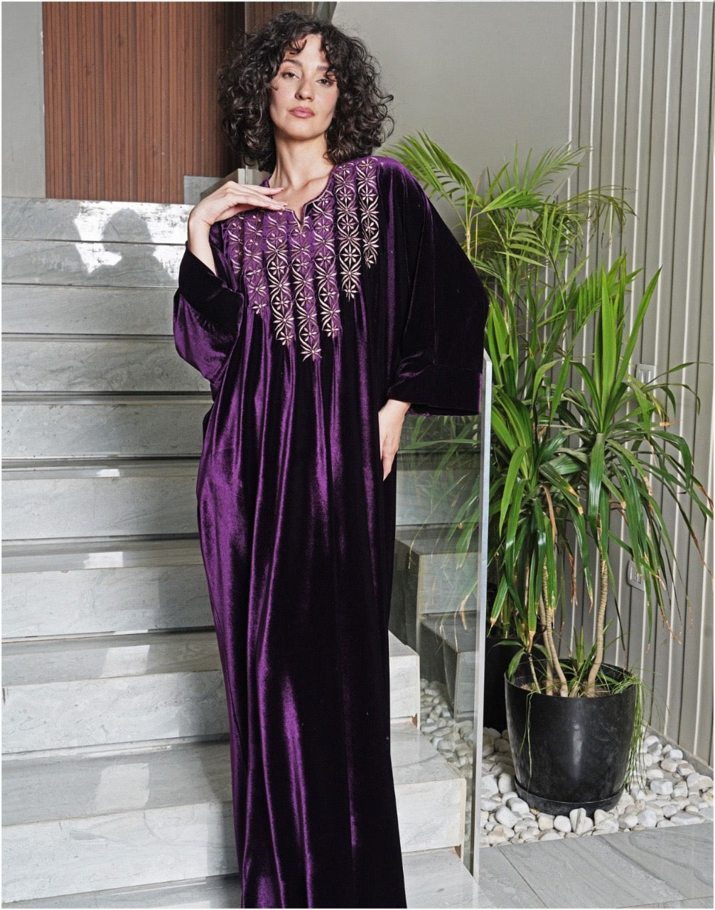 Velvet Jalabya butterfly purple EG16908