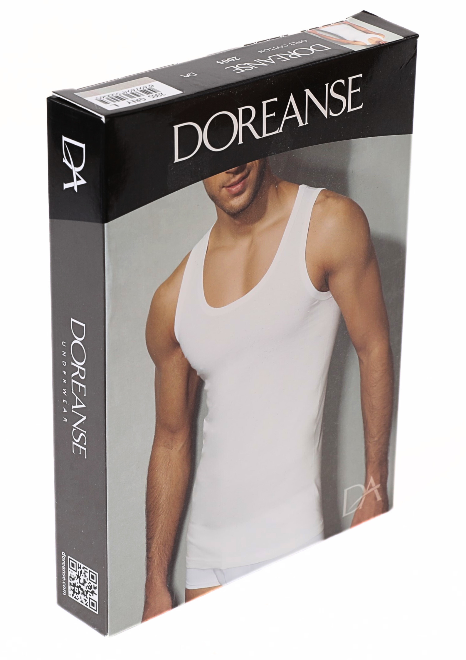 Doreanse Men German Fabric 100% Cotton Deep Collar Undershirt 2005 White