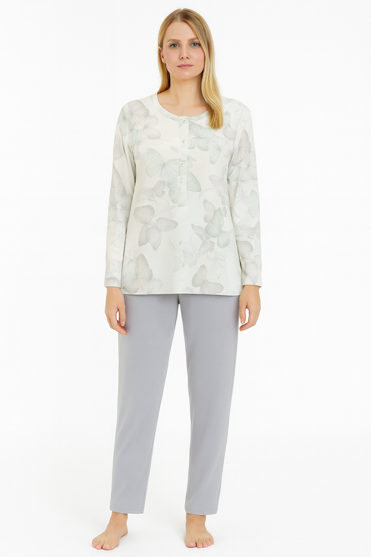 Italian Pajama Lincalor Women winter cotton 100% available grey & pink L92240