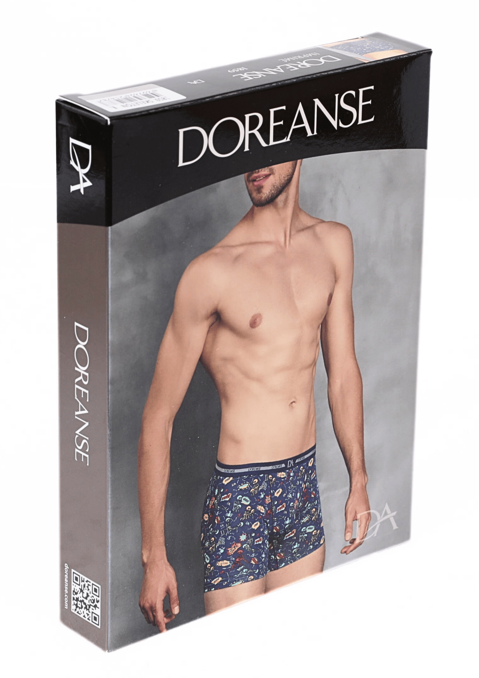 Doreanse Men’s Modal Printed Skeleton Patterned Regular Leg Boxer 1859