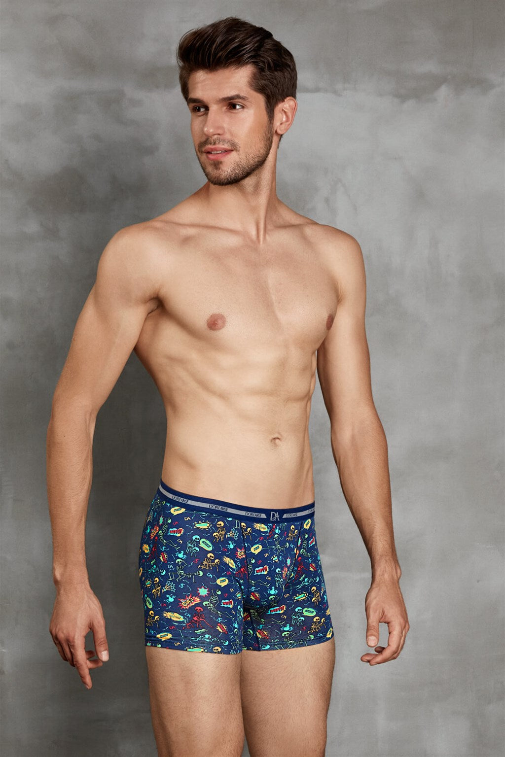 Doreanse Men’s Modal Printed Skeleton Patterned Regular Leg Boxer 1859