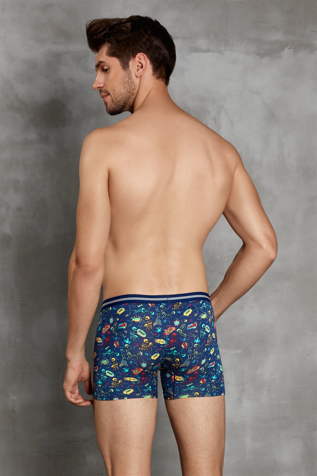 Doreanse Men’s Modal Printed Skeleton Patterned Regular Leg Boxer 1859