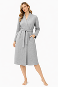 Luxury Robe winter 100% Cotton gray and purple Made in Italy 323535